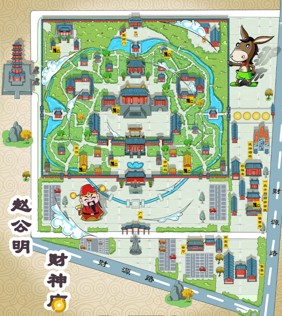 白马井镇寺庙类手绘地图